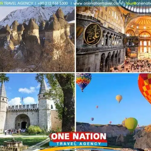 Tourists exploring Istanbul and Cappadocia over 6 days, featuring historic sites and unique landscapes.