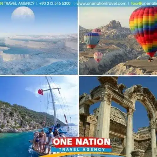 Explore Turkey with a 9-day tour package, featuring visits to Ephesus, Pamukkale, Fethiye, Antalya, and a Blue Cruise in Cappadocia.