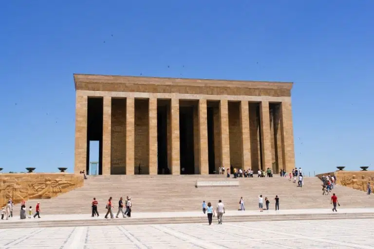 Iconic Mausoleum of Ataturk in Ankara, showcasing Turkish architectural grandeur.