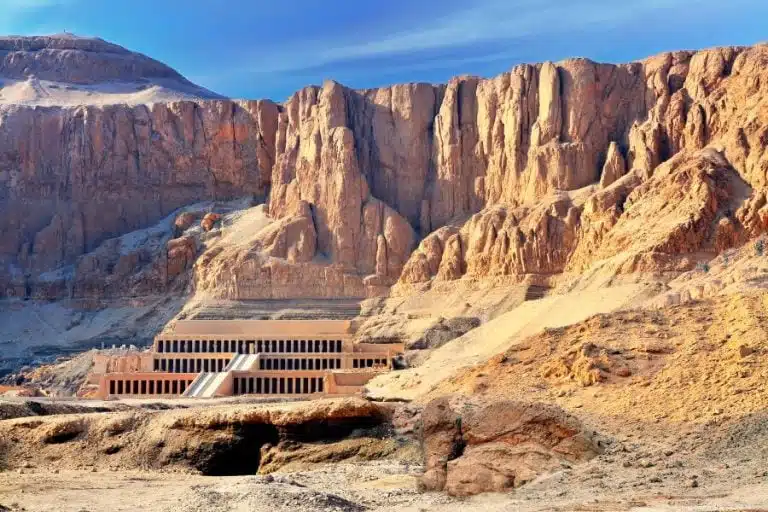 Imposing Temple of Queen Hatshepsut in Luxor, showcasing ancient Egyptian architecture.