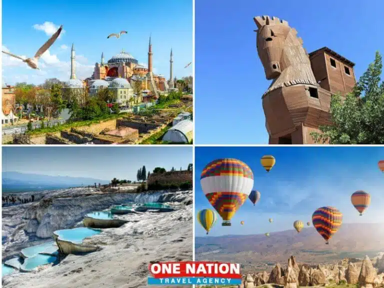 13-day Turkey tour package featuring highlights such as Istanbul, Gallipoli, Troy, Pergamon, Ephesus, Pamukkale, Antalya, Cappadocia, and Ankara.