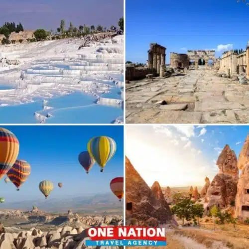 5-Day Pamukkale and Cappadocia Tour from Istanbul by plane, including guided visits to hot springs, fairy chimneys, and ancient ruins.