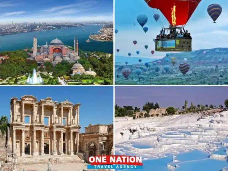 8-day Turkey tour including Istanbul, Cappadocia, Ephesus, Pamukkale, and Antalya, featuring historic sites, cultural landmarks, and natural wonders.