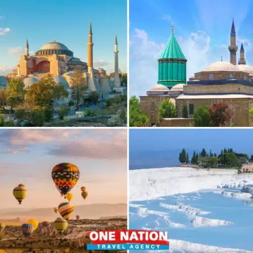 8-day tour package covering Istanbul, Konya, Cappadocia, and Pamukkale, featuring historic sites, unique landscapes, and cultural experiences across Turkey.