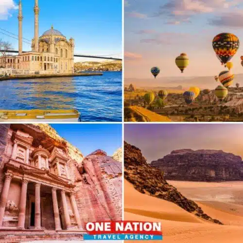 Explore Istanbul, Cappadocia, Petra, Wadi Rum, and the Dead Sea on an 8-day Turkey and Jordan tour featuring historical sites and natural wonders.