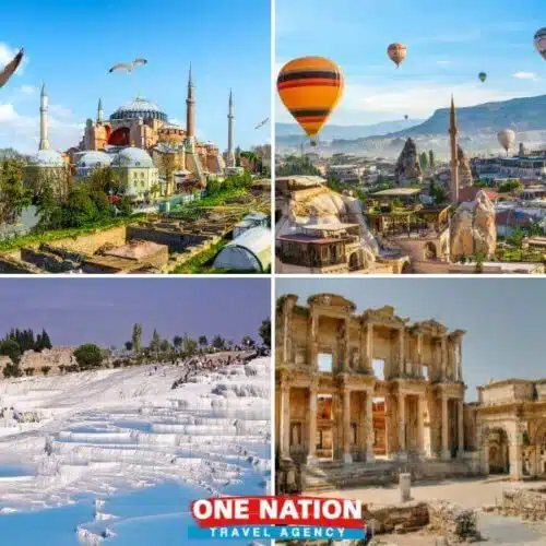 9-day guided tour package through Istanbul, Pamukkale, Pergamon, Ephesus, and Cappadocia, featuring historical sites, natural wonders, and cultural experiences.